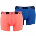 PUMA Lot de 2 Boxers Homme Microfibre ACTIVE UNI Bleu et Rouge