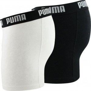 PUMA Lot de 2 Boxers Homme Coton BASIC Noir Blanc