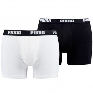 PUMA Lot de 2 Boxers Homme Coton BASIC Noir Blanc