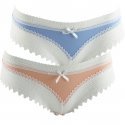 DIM Lot de 2 Shortys Femme Coton Dentelle SEXY FASHION Bleu doux Peche