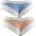 DIM Lot de 2 Shortys Femme Coton Dentelle SEXY FASHION Bleu doux Peche