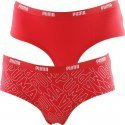 PUMA Lot de 2 Shortys Femme Coton RADICAL PRINT Rouge Argent