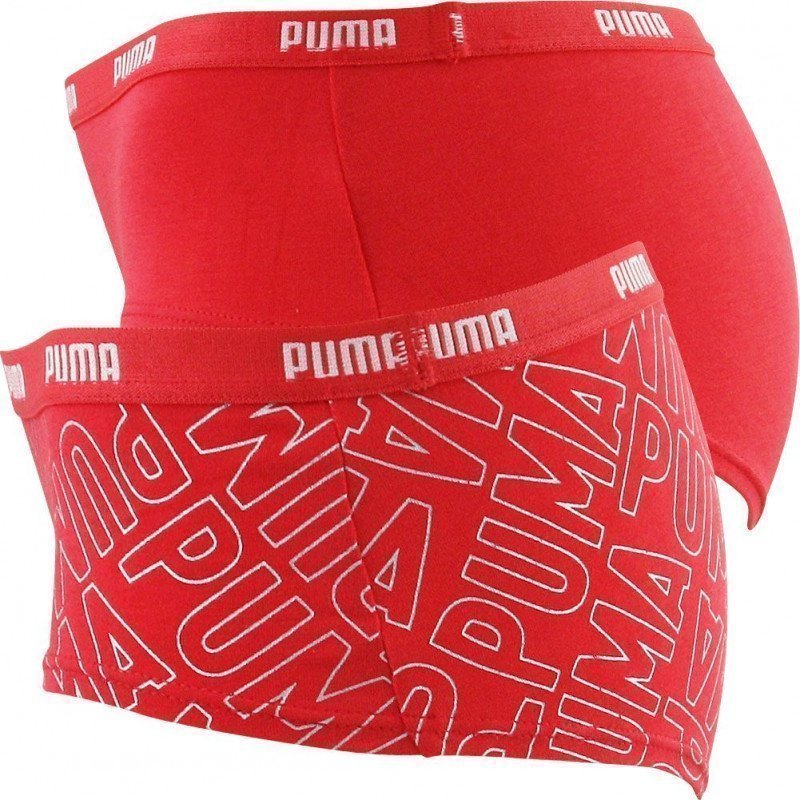 PUMA Lot de 2 Shortys Femme Coton RADICAL PRINT Rouge Argent