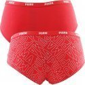 PUMA Lot de 2 Shortys Femme Coton RADICAL PRINT Rouge Argent