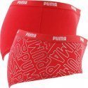 PUMA Lot de 2 Shortys Femme Coton RADICAL PRINT Rouge Argent