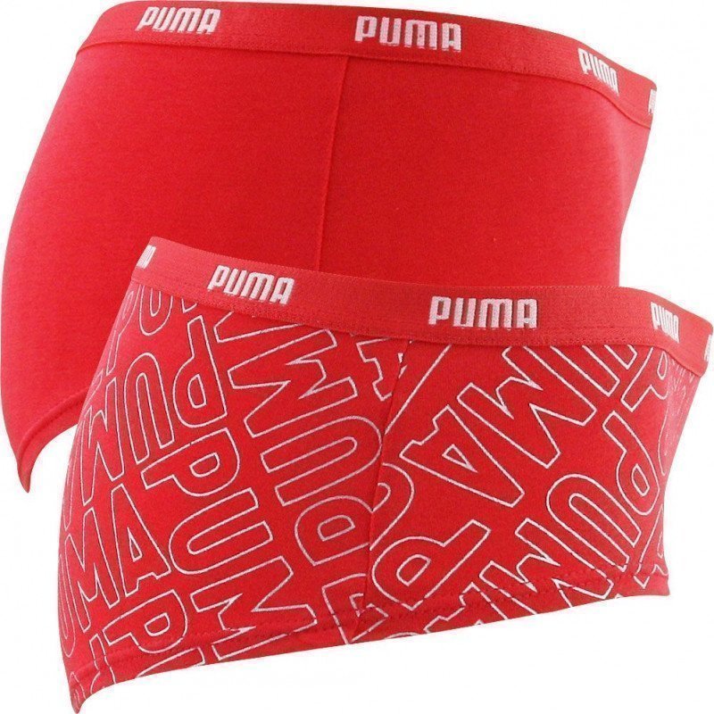 PUMA Lot de 2 Shortys Femme Coton RADICAL PRINT Rouge Argent