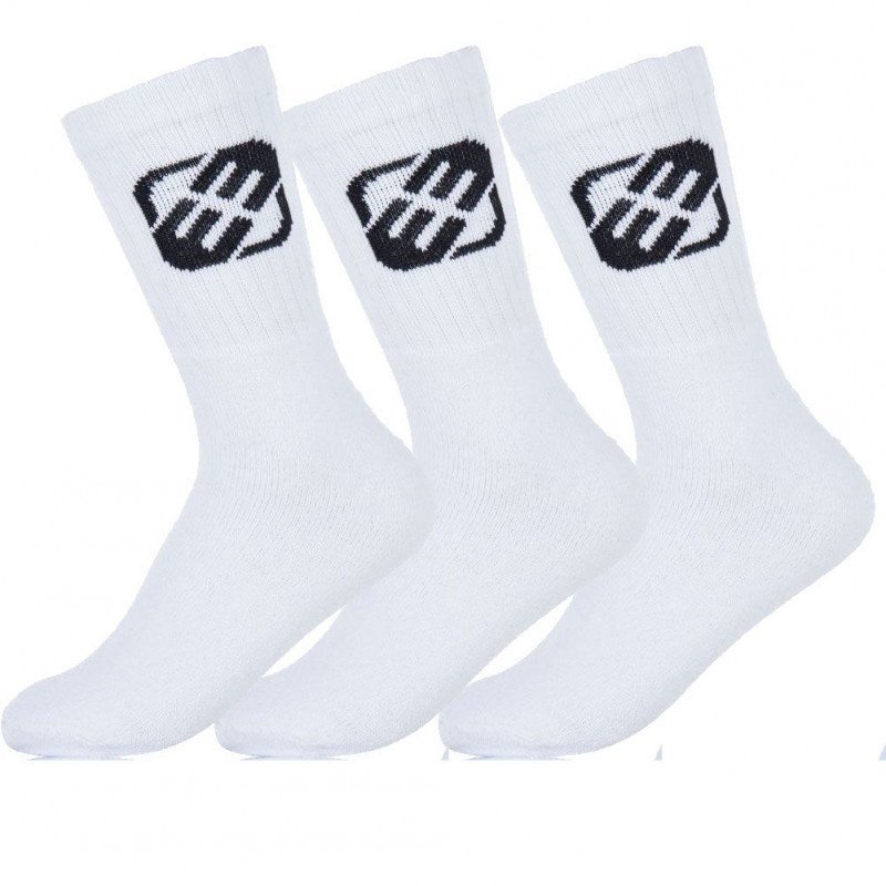 FREEGUN Lot de 3 paires de Chaussettes Homme Coton LOG Blanc