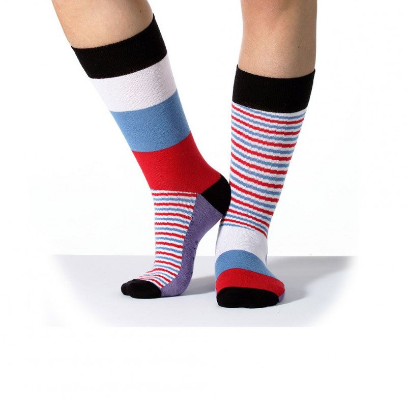 CRAZYSOCKS Chaussettes Homme Coton WAV Bleu Rouge Blanc