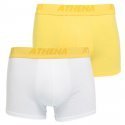 ATHENA Lot de 2 Boxers Homme Coton FLUOMIX Jaune Blanc