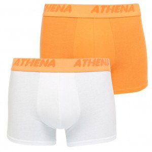 ATHENA Lot de 2 Boxers Homme Coton FLUOMIX Orange Blanc