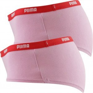 PUMA Lot de 2 Shortys Femme Coton ICONIC Pink Red