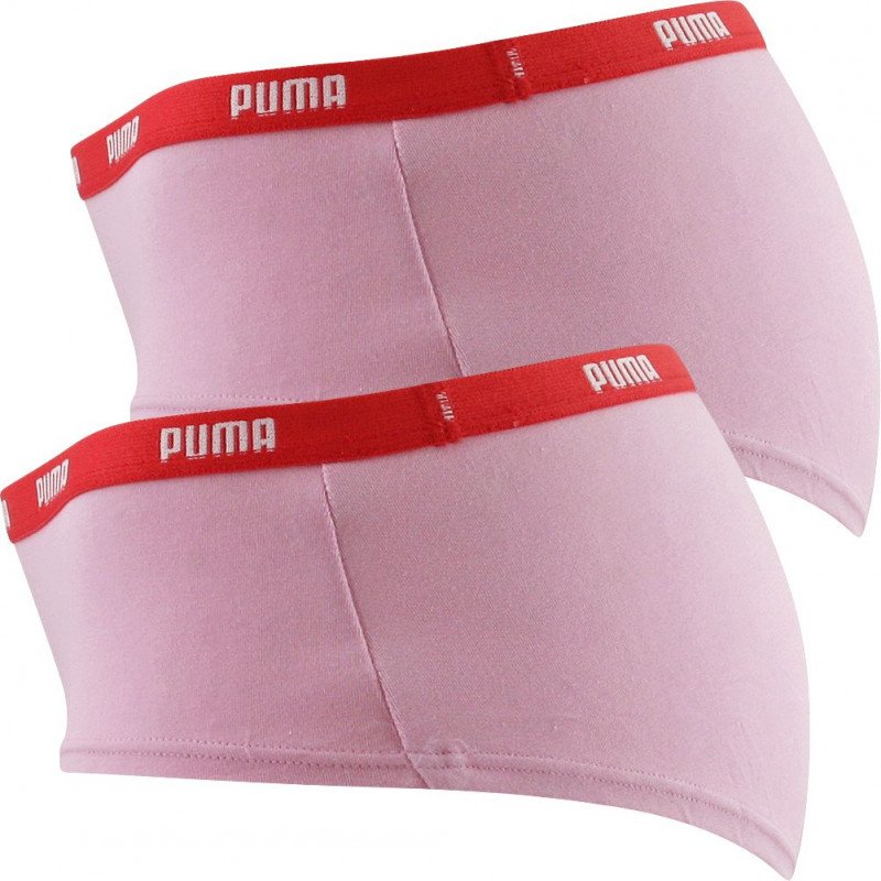 PUMA Lot de 2 Shortys Femme Coton ICONIC Pink Red