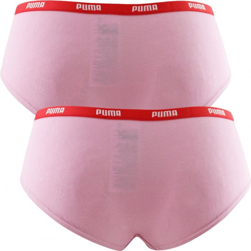 PUMA Lot de 2 Shortys Femme Coton ICONIC Pink Red