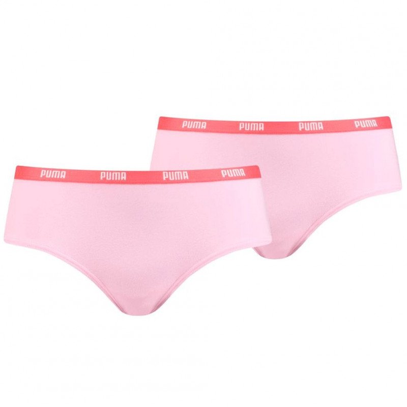 PUMA Lot de 2 Shortys Femme Coton ICONIC Pink Red