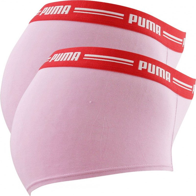 PUMA Lot de 2 Boxers Femme Coton ICONIC Pink Red