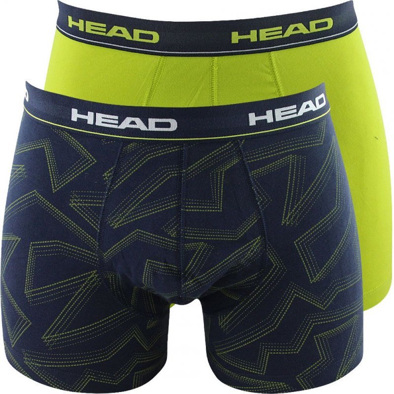 HEAD Lot de 2 Boxers Homme Coton GRAPHIC PRINT Bleu Jaune