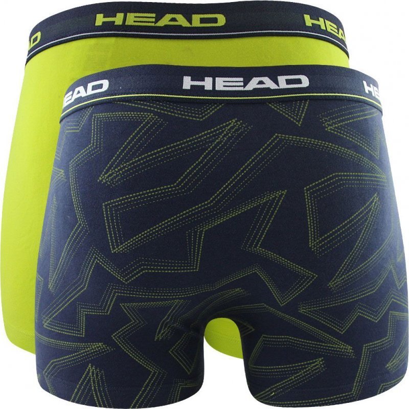 HEAD Lot de 2 Boxers Homme Coton GRAPHIC PRINT Bleu Jaune