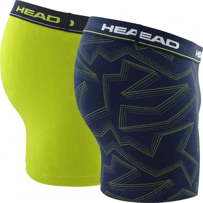 HEAD Lot de 2 Boxers Homme Coton GRAPHIC PRINT Bleu Jaune