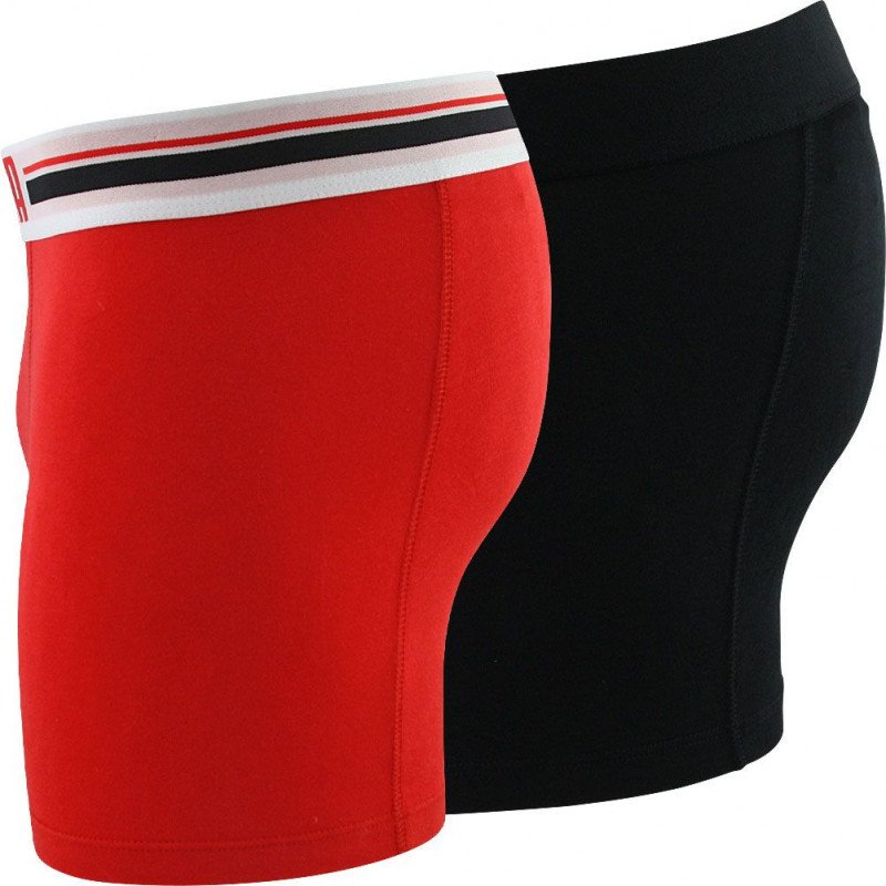 PUMA Lot de 2 Boxers Homme Coton PLACED LOGO Noir Rouge