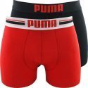 PUMA Lot de 2 Boxers Homme Coton PLACED LOGO Noir Rouge