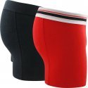 PUMA Lot de 2 Boxers Homme Coton PLACED LOGO Noir Rouge