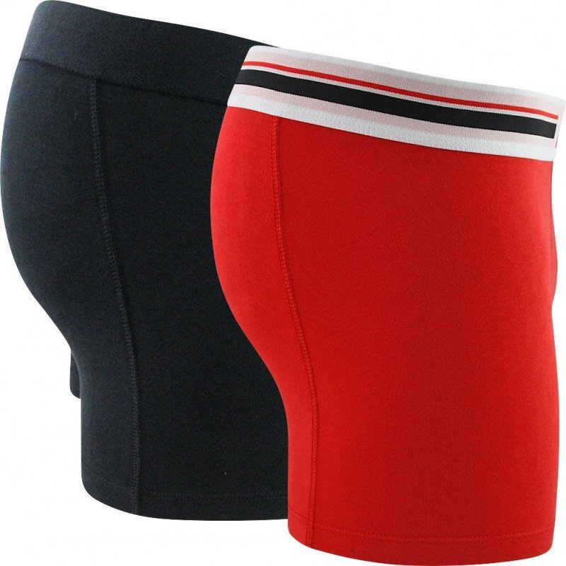 PUMA Lot de 2 Boxers Homme Coton PLACED LOGO Noir Rouge