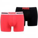 PUMA Lot de 2 Boxers Homme Coton PLACED LOGO Noir Rouge