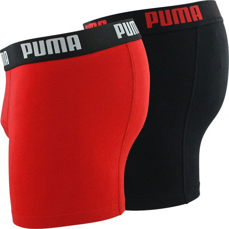 PUMA Lot de 2 Boxers Homme Coton BASIC Noir Rouge