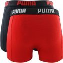 PUMA Lot de 2 Boxers Homme Coton BASIC Noir Rouge