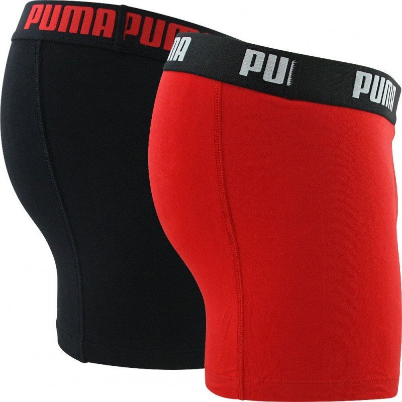 PUMA Lot de 2 Boxers Homme Coton BASIC Noir Rouge