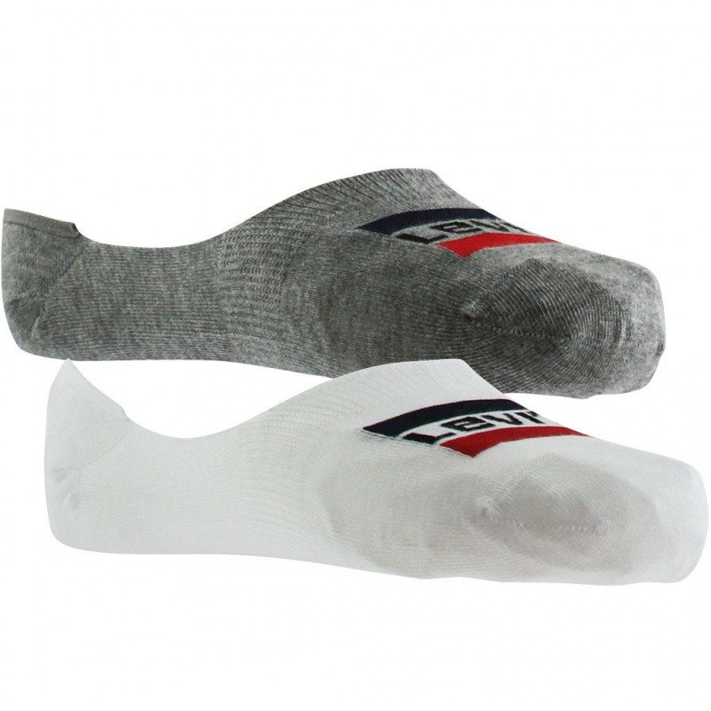 LOT DE 2 Invisibles Chaussettes Mixte LOW RISE Gris et Blanc