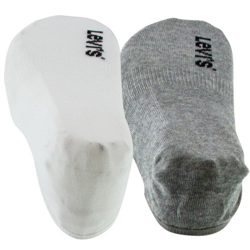 LOT DE 2 Invisibles Chaussettes Mixte LOW RISE Gris et Blanc