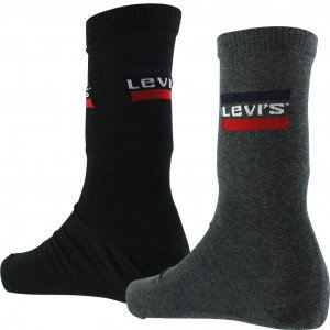 LEVI'S 2 paires Chaussettes Mixte Coton SPRTSWR Anthracite Noir