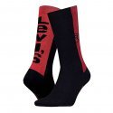 LEVI'S Lot de 2 paires de Chaussettes Mixte Coton TAB Noir Rouge