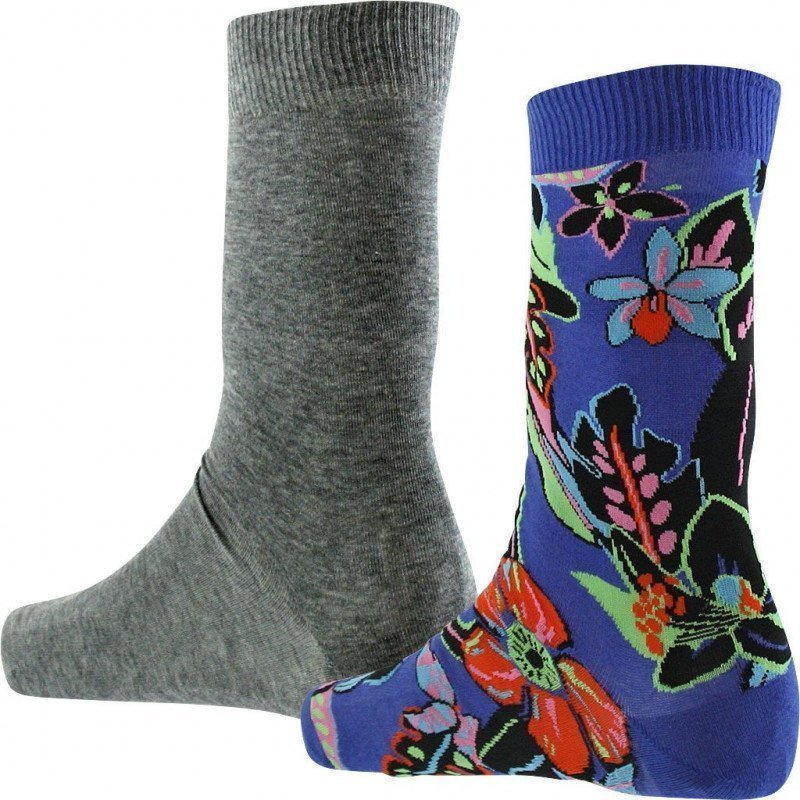 LOT DE 2 Chaussettes Chaussettes Homme WIGGLY FLOWER Bleu et Multicolore