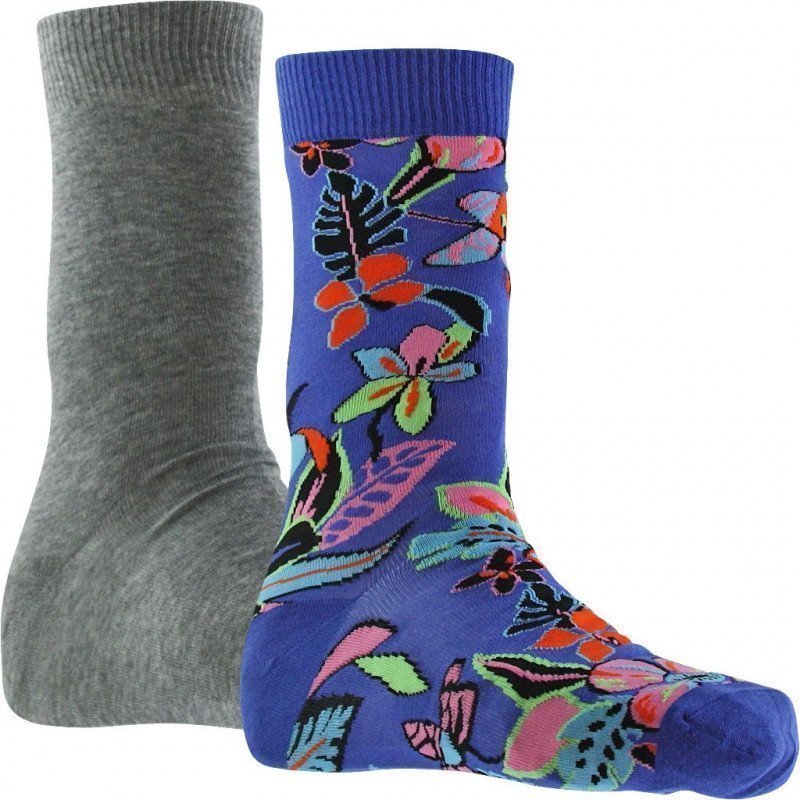 LOT DE 2 Chaussettes Chaussettes Homme WIGGLY FLOWER Bleu et Multicolore