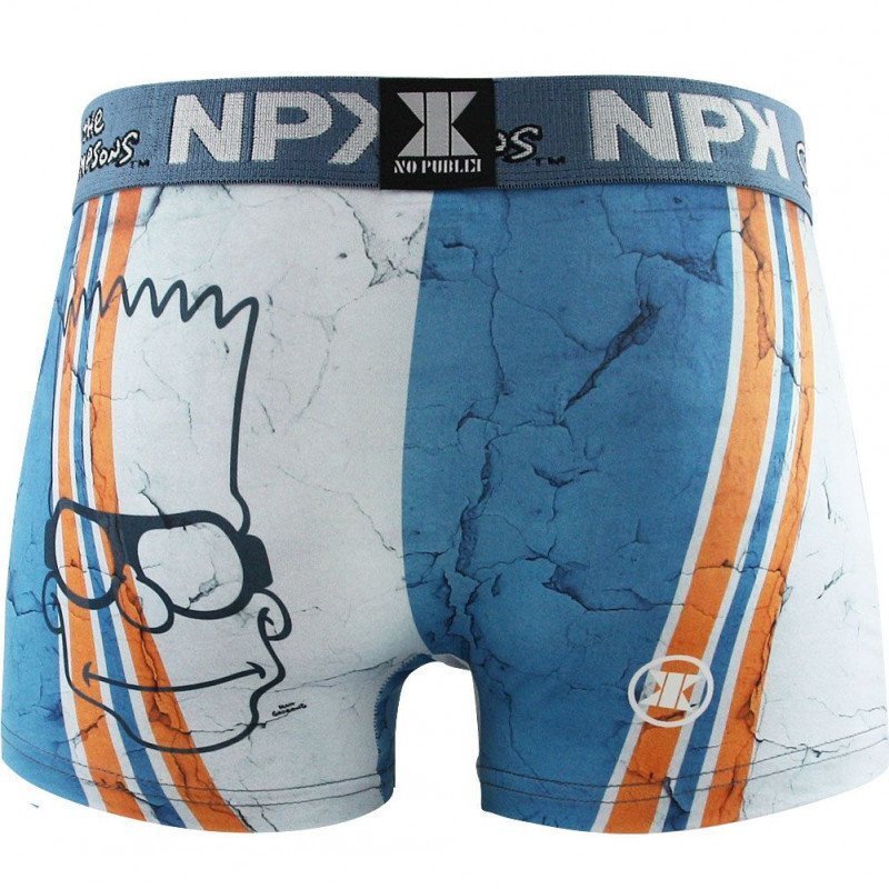 NO PUBLIK Boxer Homme Microfibre RETRO BART Cyan Orange THE SIMPSONS