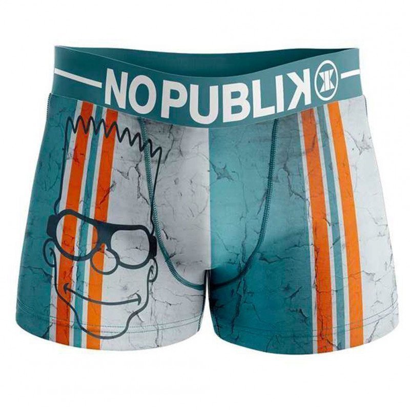 NO PUBLIK Boxer Homme Microfibre RETRO BART Cyan Orange THE SIMPSONS