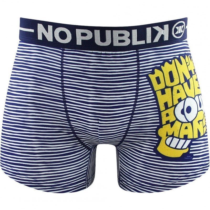 NO PUBLIK Boxer Homme Microfibre BART STRIPES Bleu Blanc THE SIMPSONS