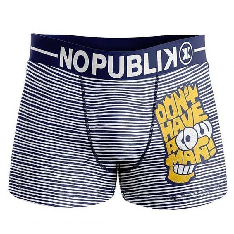 NO PUBLIK Boxer Homme Microfibre BART STRIPES Bleu Blanc THE SIMPSONS