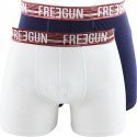 FREEGUN Lot de 2 Boxers Homme Coton BCX2ASS13 Blanc Marine