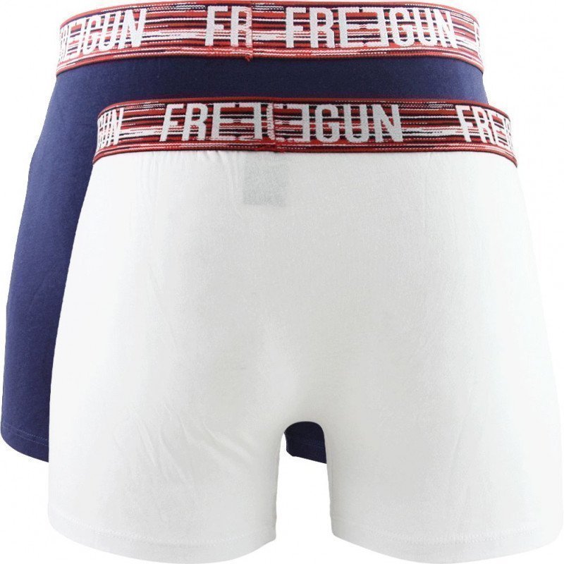 FREEGUN Lot de 2 Boxers Homme Coton BCX2ASS13 Blanc Marine