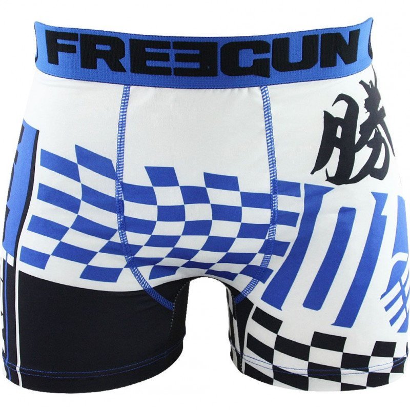 FREEGUN Boxer Homme Microfibre VIC Bleu Blanc PREMIUM