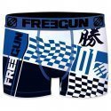 FREEGUN Boxer Homme Microfibre VIC Bleu Blanc PREMIUM