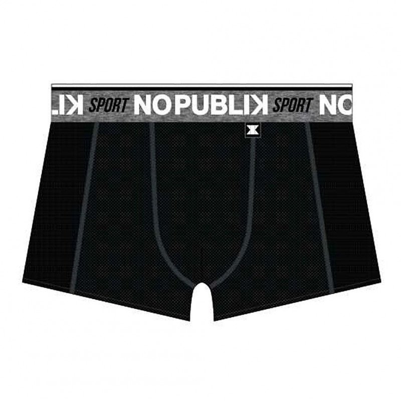 NO PUBLIK Boxer Homme Microcoton MESH Noir Gris