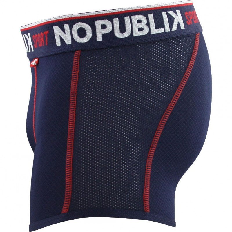 NO PUBLIK Boxer Homme Microcoton MESH Marine Rouge