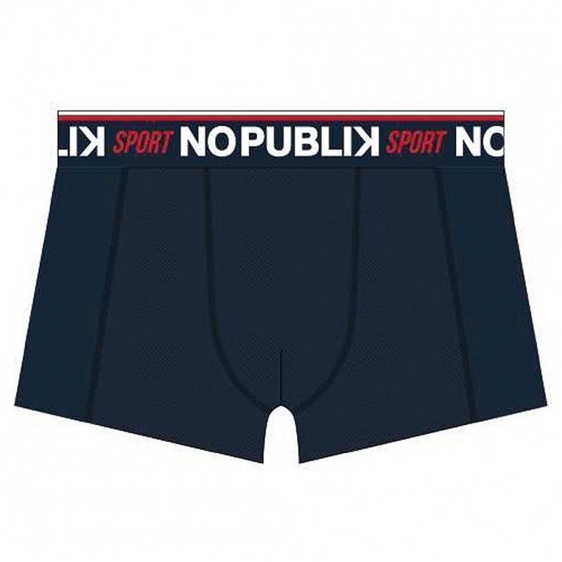 NO PUBLIK Boxer Homme Microcoton MESH Marine Rouge