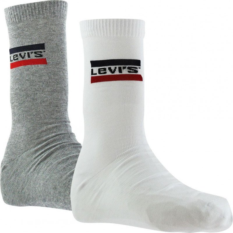 LEVI'S Lot de 2 paires de Chaussettes Mixte Coton SPRTSWR Gris Blanc