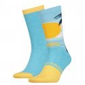 LEVI'S Lot de 2 paires de Chaussettes Mixte Coton SUNSET Cyan Jaune