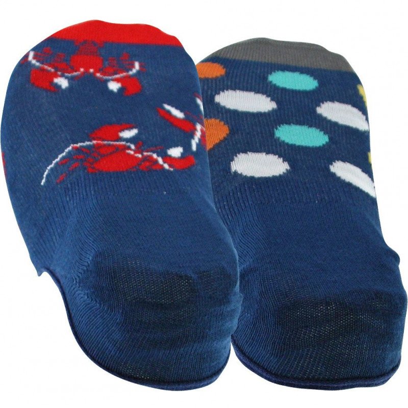 LOT DE 2 Socquettes Chaussettes Mixte ÉCREVISSE Rouge et Marine